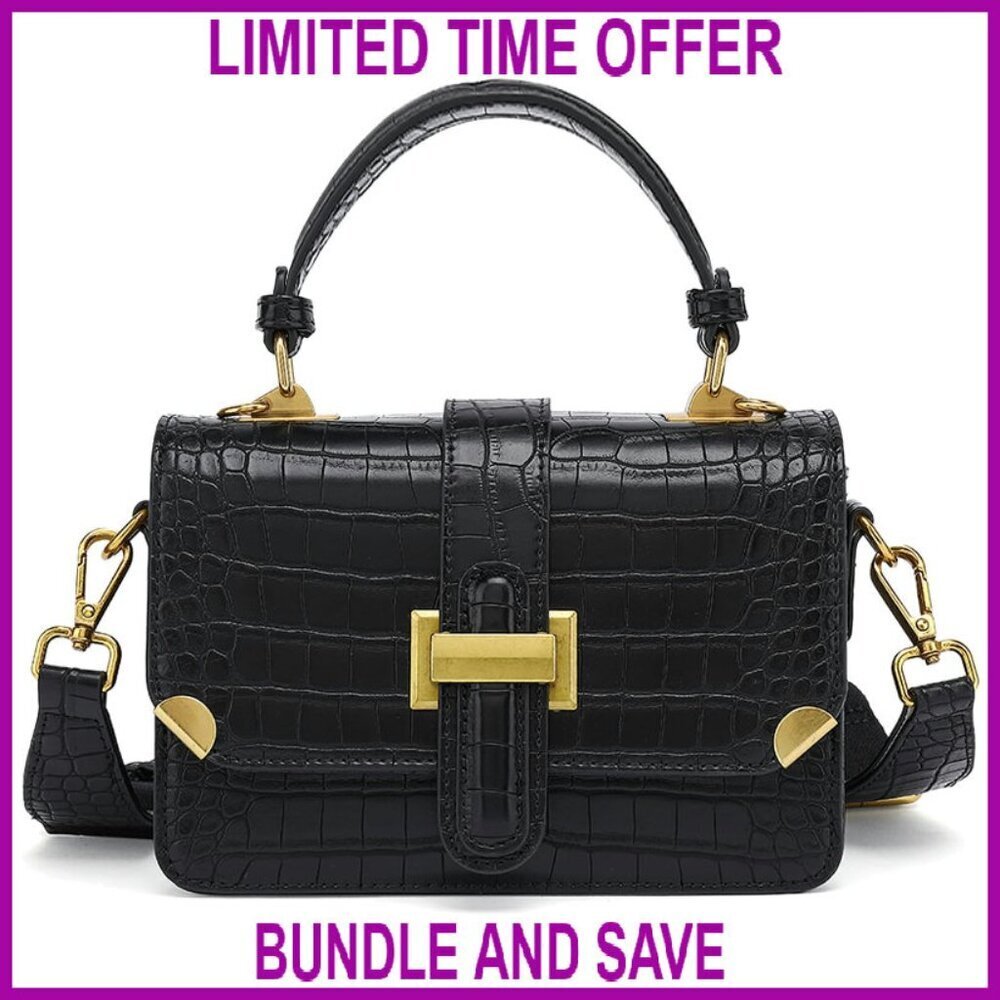Small Vegan Leather Crossbody Purse with Adjustable Strap, Multiple Carry